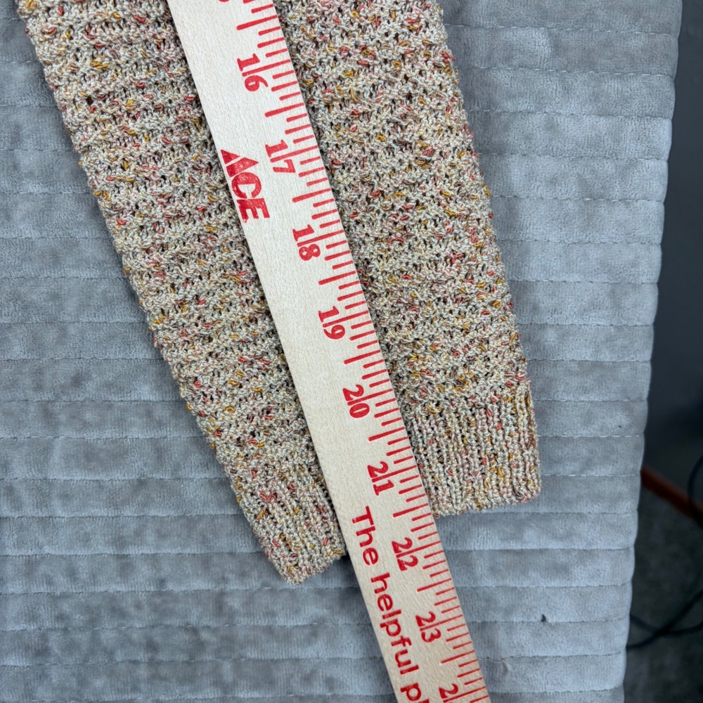 St John Sport Marie Gray Tan Multi Color Zip Front Wool Blend Cardigan Sweater L - Picture 3 of 6